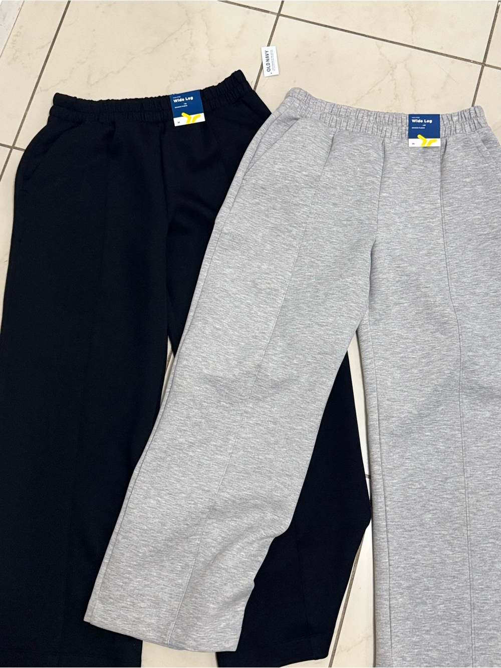 2 Old Navy Wide-Leg Pull-On Pants - Black & Light Gray